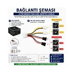 4 Pin Molex 3 Pin Fan Bağlantı Kablosu Dönüştürücü Çoklayıcı 4 Adet Fan Desteği