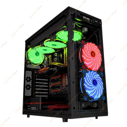 12Cm Kasa Fanı 3D 15 Led Lastik Pad Mavi Renk