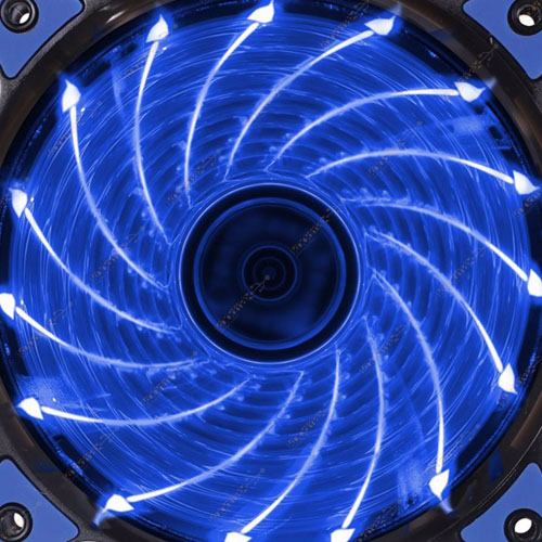 12Cm Kasa Fanı 3D 15 Led Lastik Pad Mavi Renk