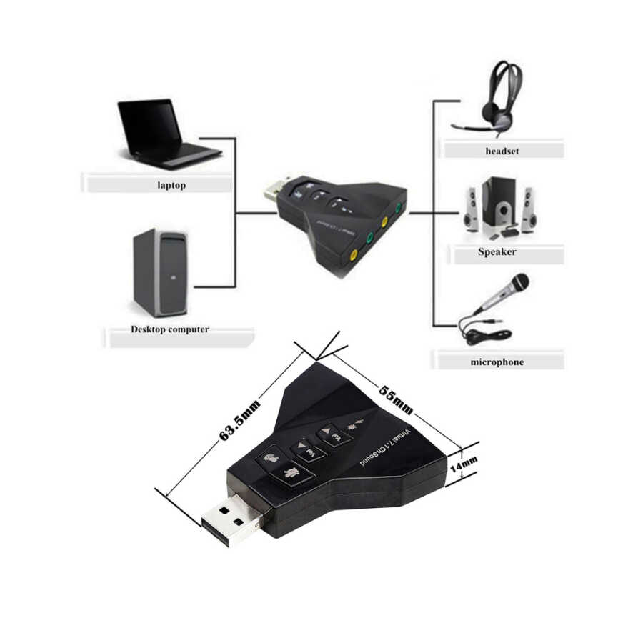 7.1 Virtual Sound 3D Usb Ses Kartı