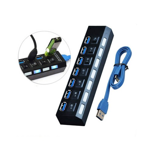 7 Port Usb 3.0 Çoklayıcı Hub Anahtarlı Işıklı On Off Chipli Model (439360657)