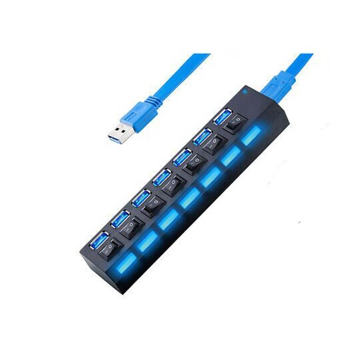 7 Port Usb 3.0 Çoklayıcı Hub Anahtarlı Işıklı On Off Chipli Model (439360657)