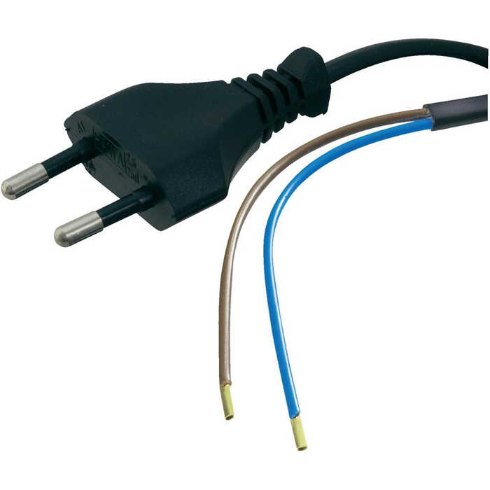 Teyp Fişi Power Kablo - 2 Pin Uçu Açık - 2x0.75mm Uzatma Kablosu - 1 mt
