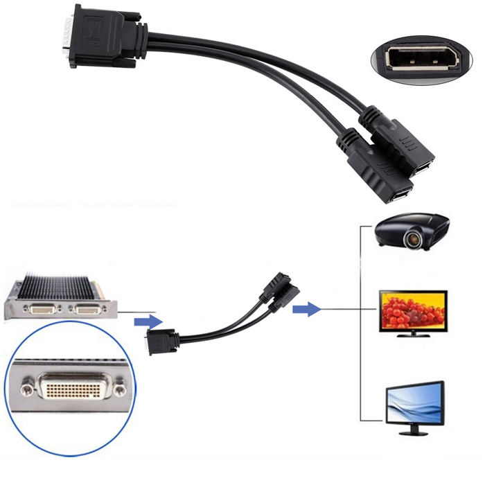 Dms-59 Dms59 To 2X Displayport Dişi Y Splitter 59 Pin Kablo