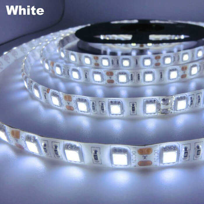 5m Şerit LED - Beyaz - SMD5050 - 60led/1m - Toplam 300 LED - 3 Çip - Double PCB - DC 12V - Silikonsuz