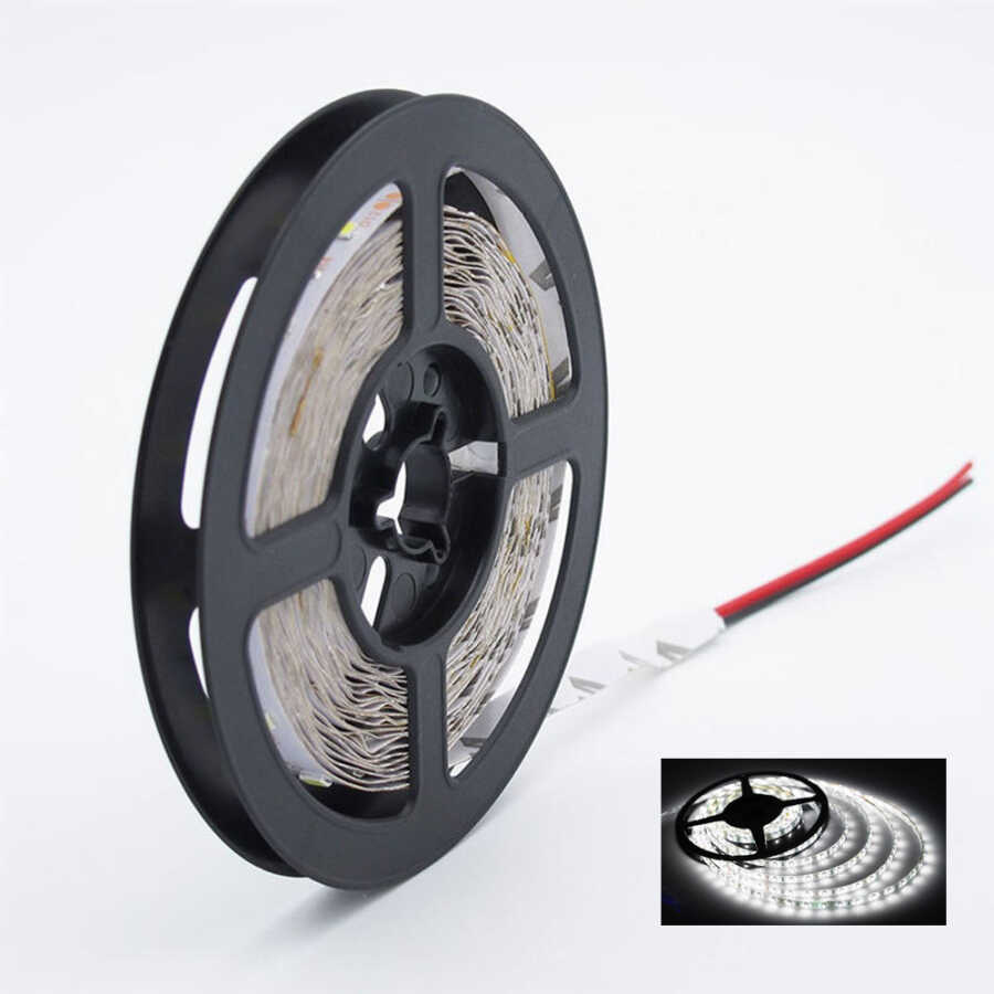 5m Şerit LED - Beyaz - SMD5050 - 60led/1m - Toplam 300 LED - 3 Çip - Double PCB - DC 12V - Silikonsuz