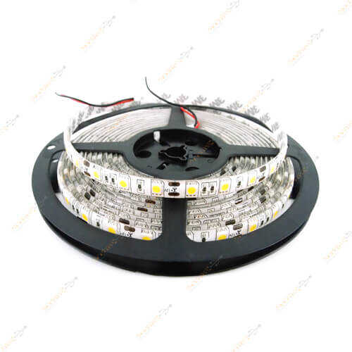5m Şerit LED - Beyaz - SMD5050 - 60led/1m - Toplam 300 LED - 3 Çip - Double PCB - DC 12V - Silikonsuz