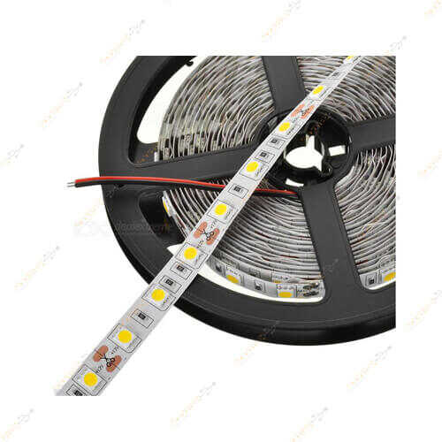 5m Şerit LED - Beyaz - SMD5050 - 60led/1m - Toplam 300 LED - 3 Çip - Double PCB - DC 12V - Silikonsuz