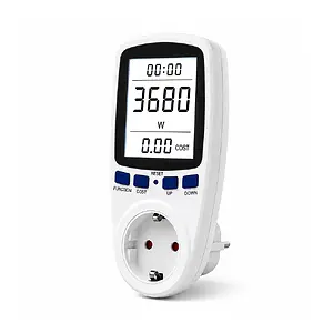Priz Tipi Wattmetre, Güç Enerji Sarfiyatı Ölçer, Enerjimetre - Beyaz Ekran Işıklı