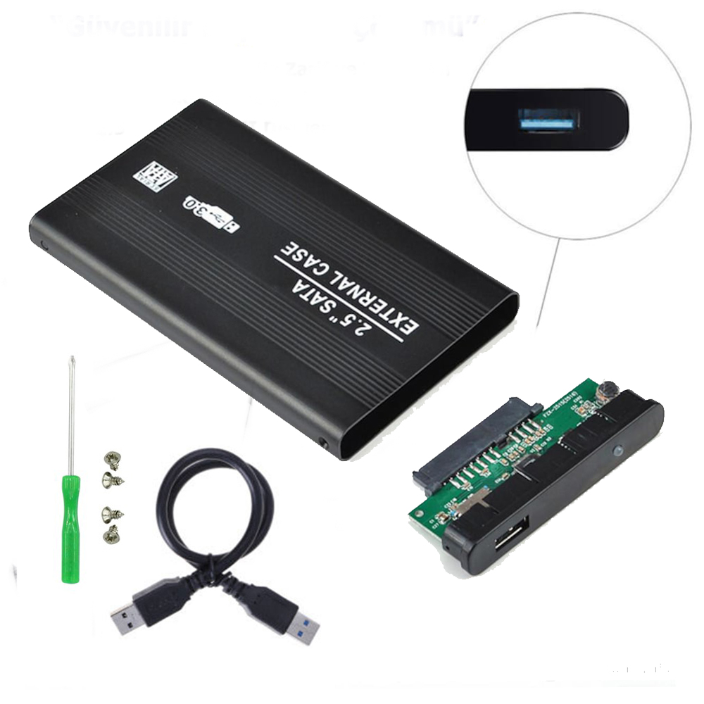 2.5" Usb 3.0 Sata Hdd Harddisk Kutusu Alüminyum Gövde - Harici Hdd Kutu - Siyah