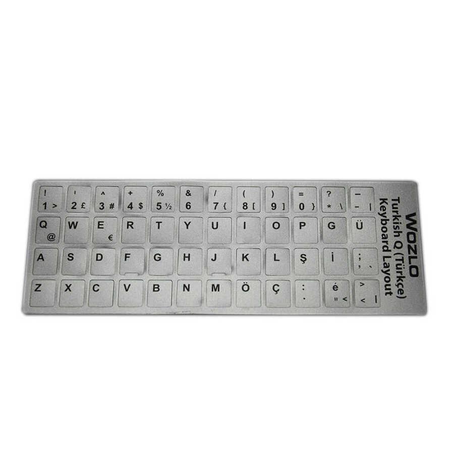 Türkçe Q Klavye Etiketi Laptop Pc Sticker - Gri
