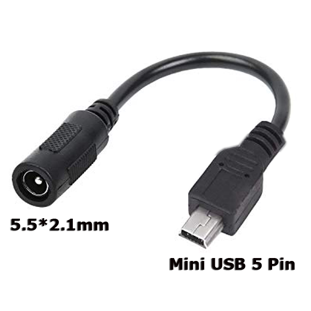 5.5 2.1Mm To Mini Usb 5 Pin Çevirici Power Adaptör Kablosu