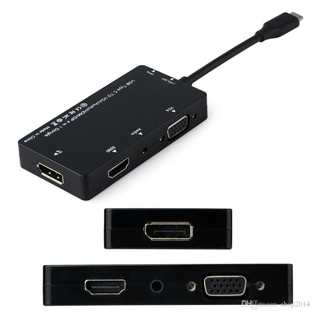 Usb 3.1 Type C To Hdmi Vga Displayport Ses Combo Çevirici 4 In 1