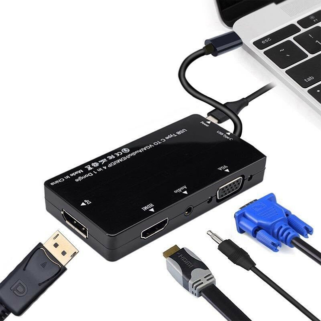 Usb 3.1 Type C To Hdmi Vga Displayport Ses Combo Çevirici 4 In 1
