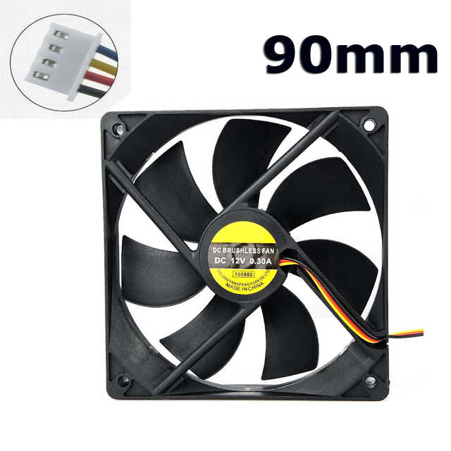 9 cm Kasa Fanı - 90mm 12V DC Kasa Soğutucu Fan Sessiz - 4 Pinli