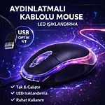 Usb Optik Mouse 800 DPI - Kablolu Maus - Işıklı