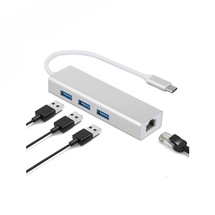 Type C To 3 Port Usb 3.0 Hub Çoklayıcı Ethernet Macbook