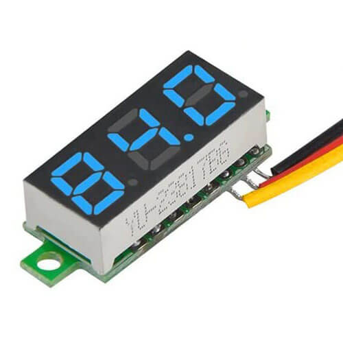 0.28'' inch Dc 0-100V Mini Digital Voltmetre 3 Kablolu Mavi