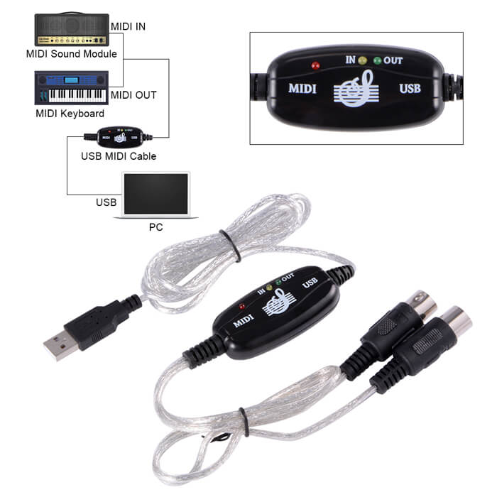 Usb Midi Kablo Org Adaptör Keyboard Adapter 2M