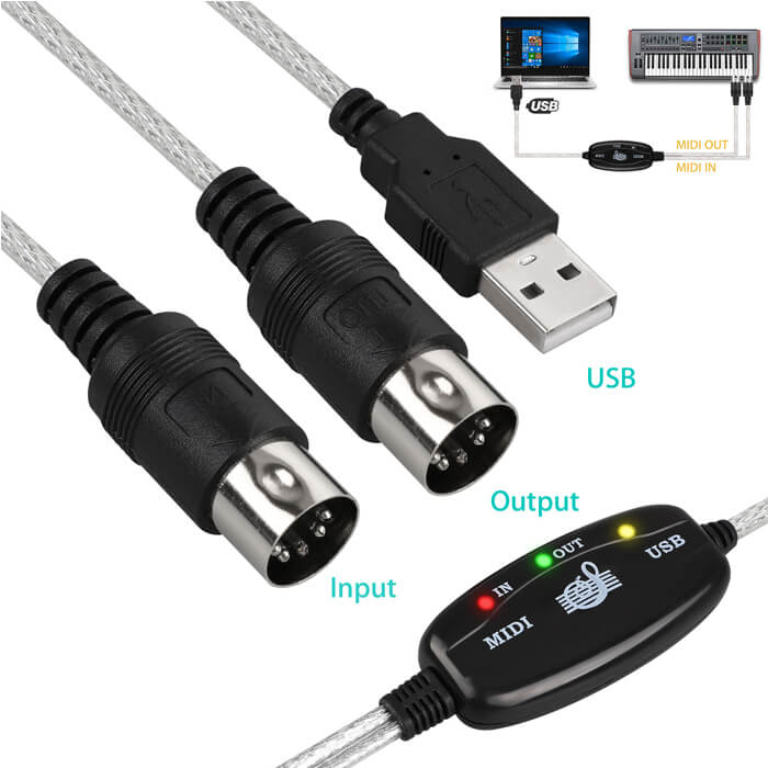 Usb Midi Kablo Org Adaptör Keyboard Adapter 2M