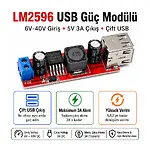 Çift Usb Dönüştürücü Dc-Dc 3A Step Down Güç Modülü