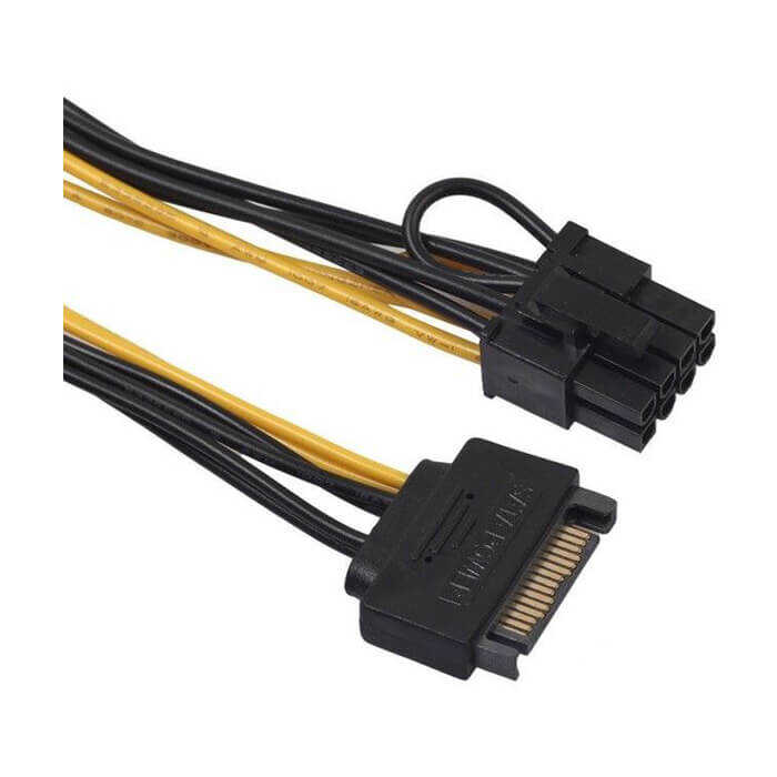 Sata to 6+2 Pin 8 Pin Ekran Kartı Power Güç Kablosu Bakır 20cm