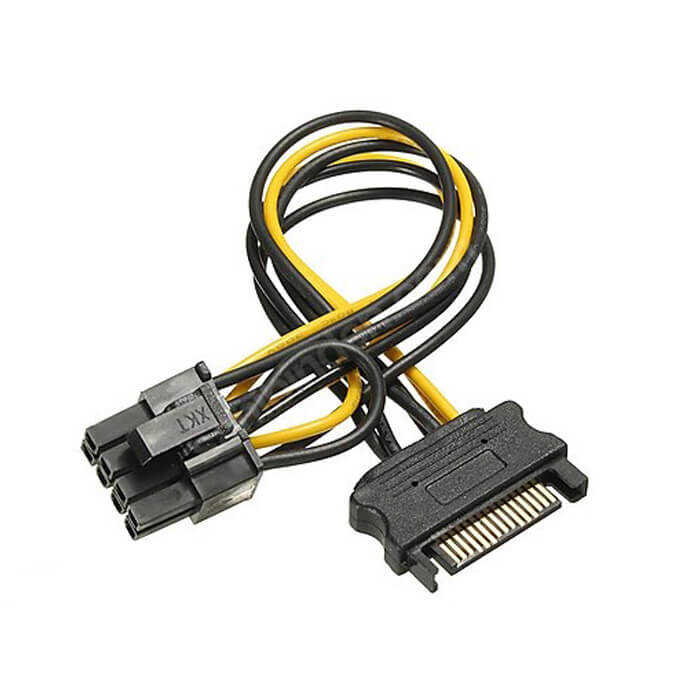 Sata to 6+2 Pin 8 Pin Ekran Kartı Power Güç Kablosu Bakır 20cm