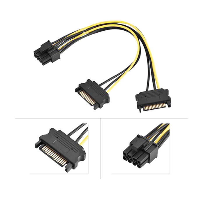Vga Power Kablo 2X Sata To 8 Pin 6+2 Pci-Ex Ekran Kartı Kablosu