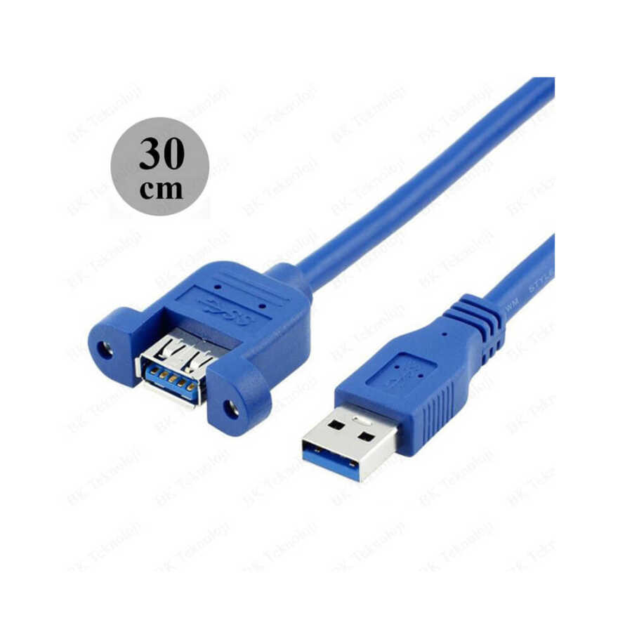 USB 3.0 Panel Tipi Erkek Dişi Uzatma Kablosu - Panel Mount - 30cm