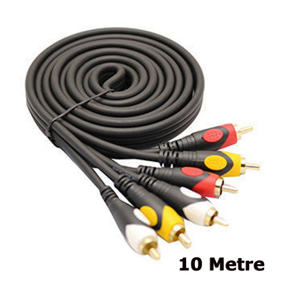 10M 3 Rca To 3Rca Ses Video Sinyal Kablosu - Özel Bakır Seri
