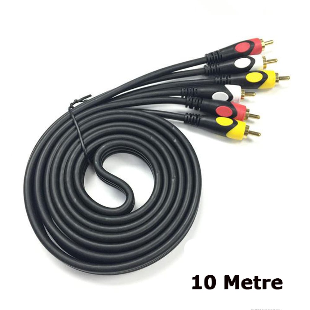 10M 3 Rca To 3Rca Ses Video Sinyal Kablosu - Özel Bakır Seri