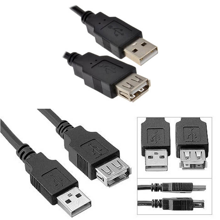 0.5m Sertifikalı USB 2.0 Uzatma Kablosu - 50cm - Siyah