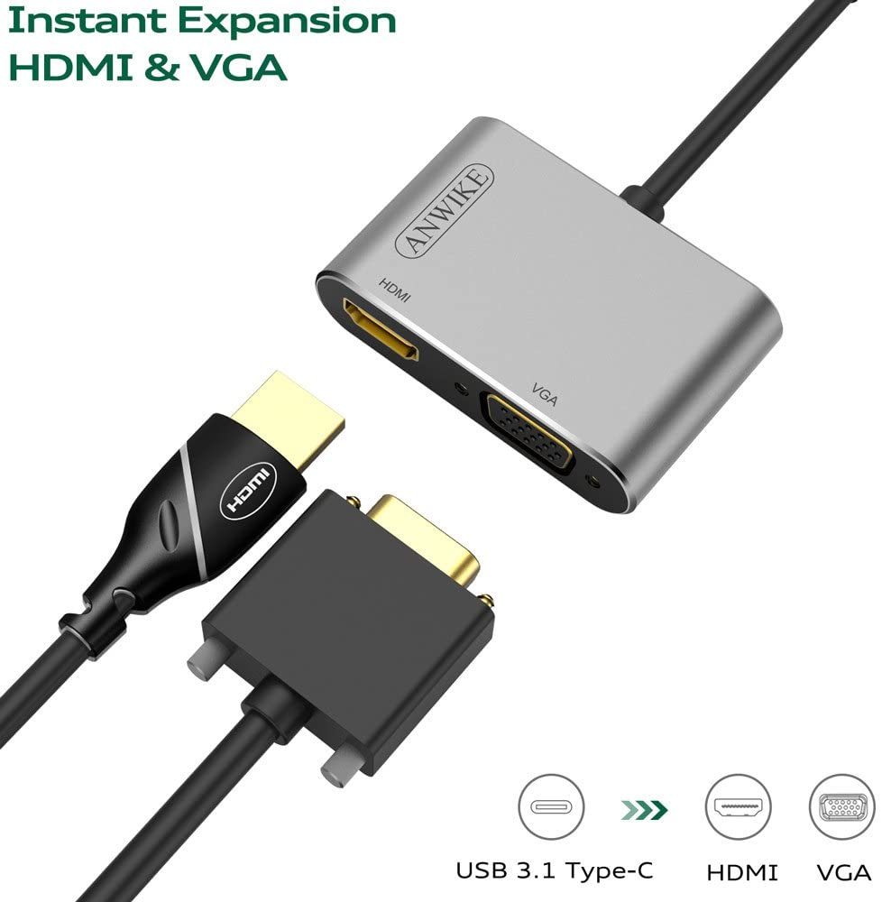 Usb 3.1 Type-C To 4K Hdmi + Vga Çevirici Adaptör Kablo Macbook