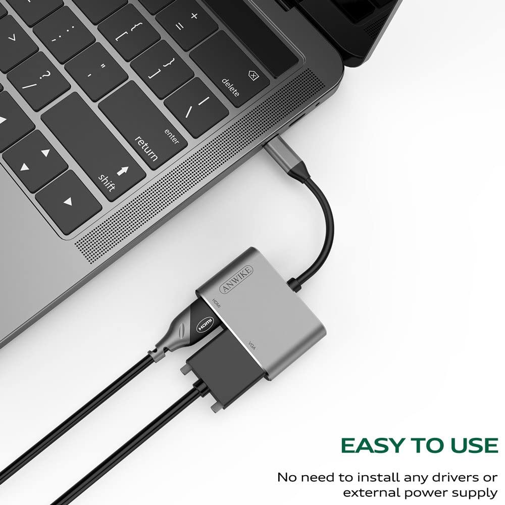 Usb 3.1 Type-C To 4K Hdmi + Vga Çevirici Adaptör Kablo Macbook