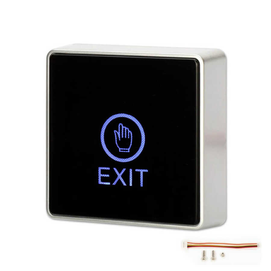 Bas Aç Dokunmatik Çıkış Butonu , EXIT , Mavi LED , Sıva Üstü 86*86mm