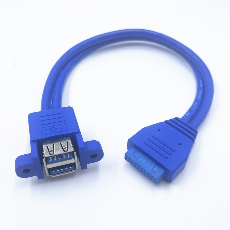 19 Pin Usb 3.0 Dişi To 2X Usb 3.0 Dişi Panel Tipi Kablo