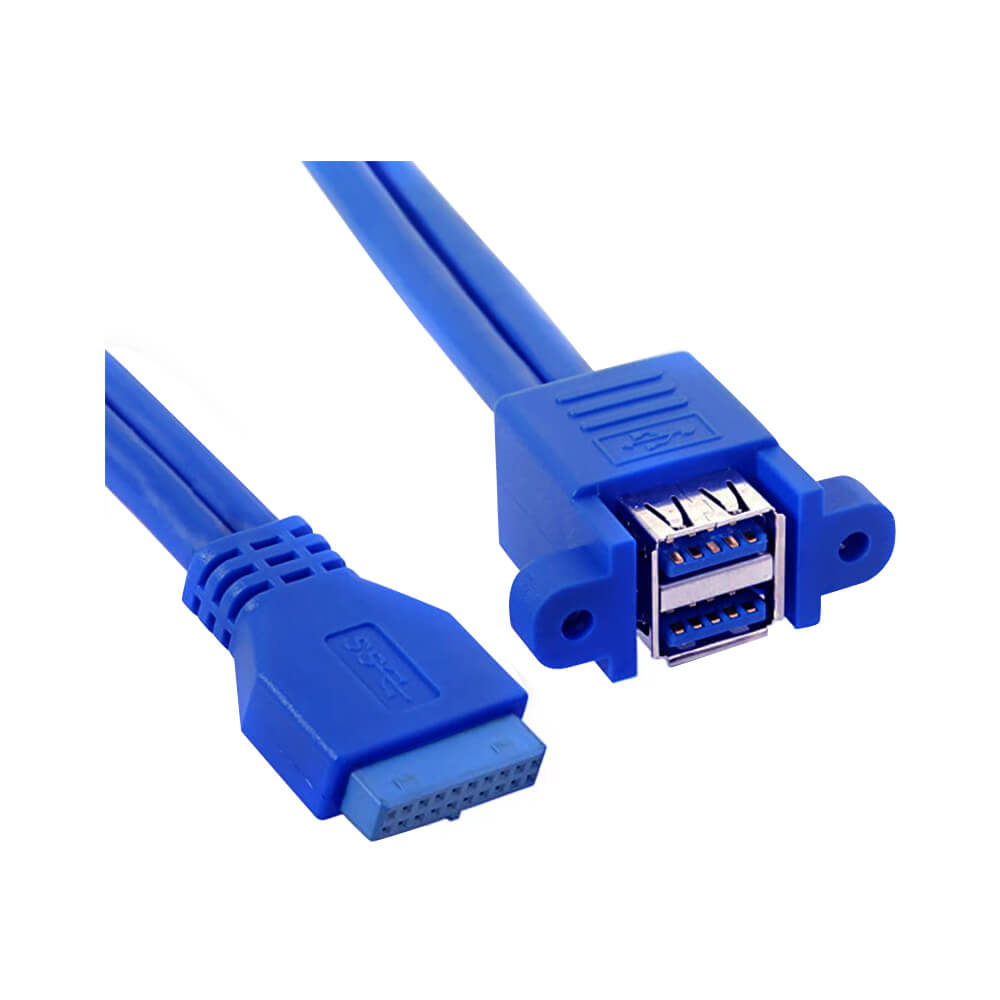 19 Pin Usb 3.0 Dişi To 2X Usb 3.0 Dişi Panel Tipi Kablo