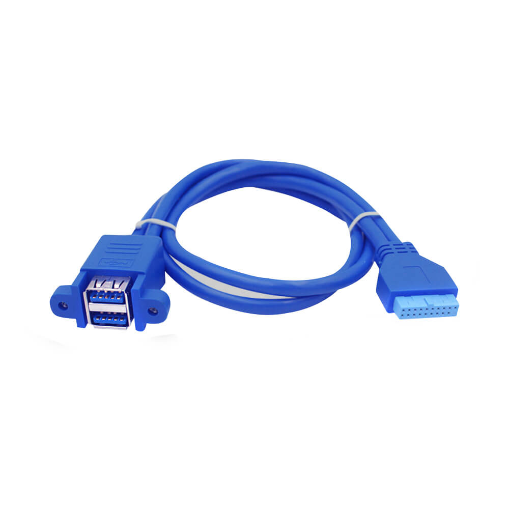 19 Pin Usb 3.0 Dişi To 2X Usb 3.0 Dişi Panel Tipi Kablo