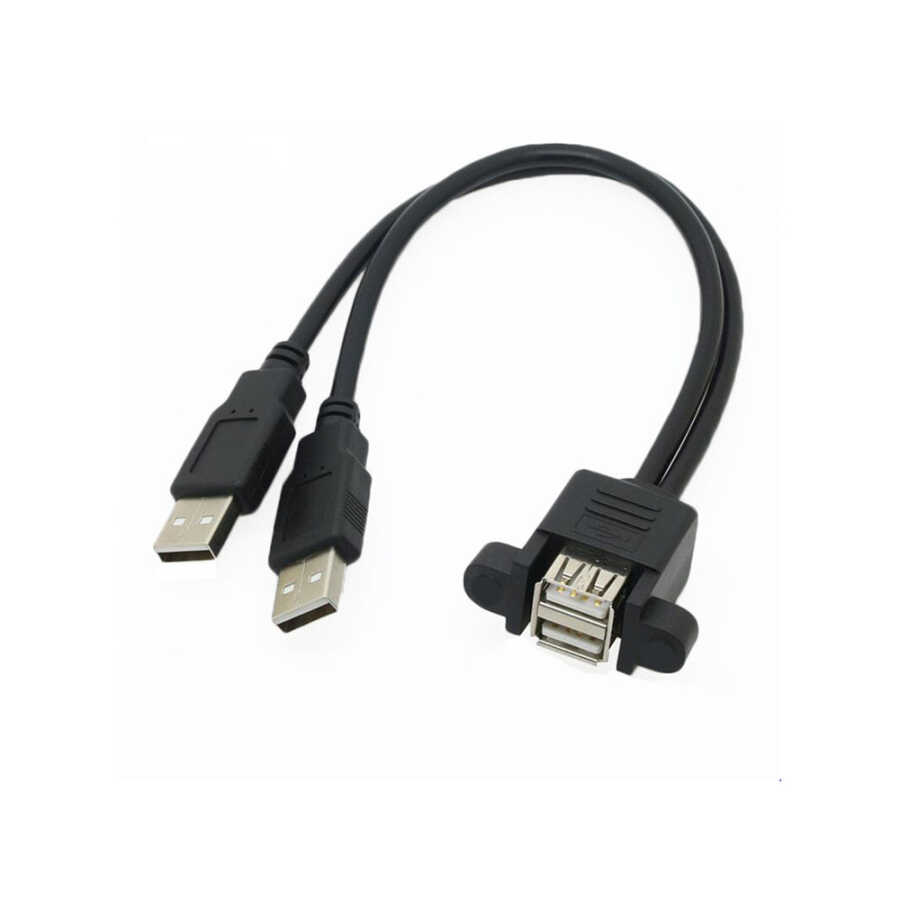 2x USB A Erkek to 2x USB A Dişi Panel Tipi Kablo - 30cm