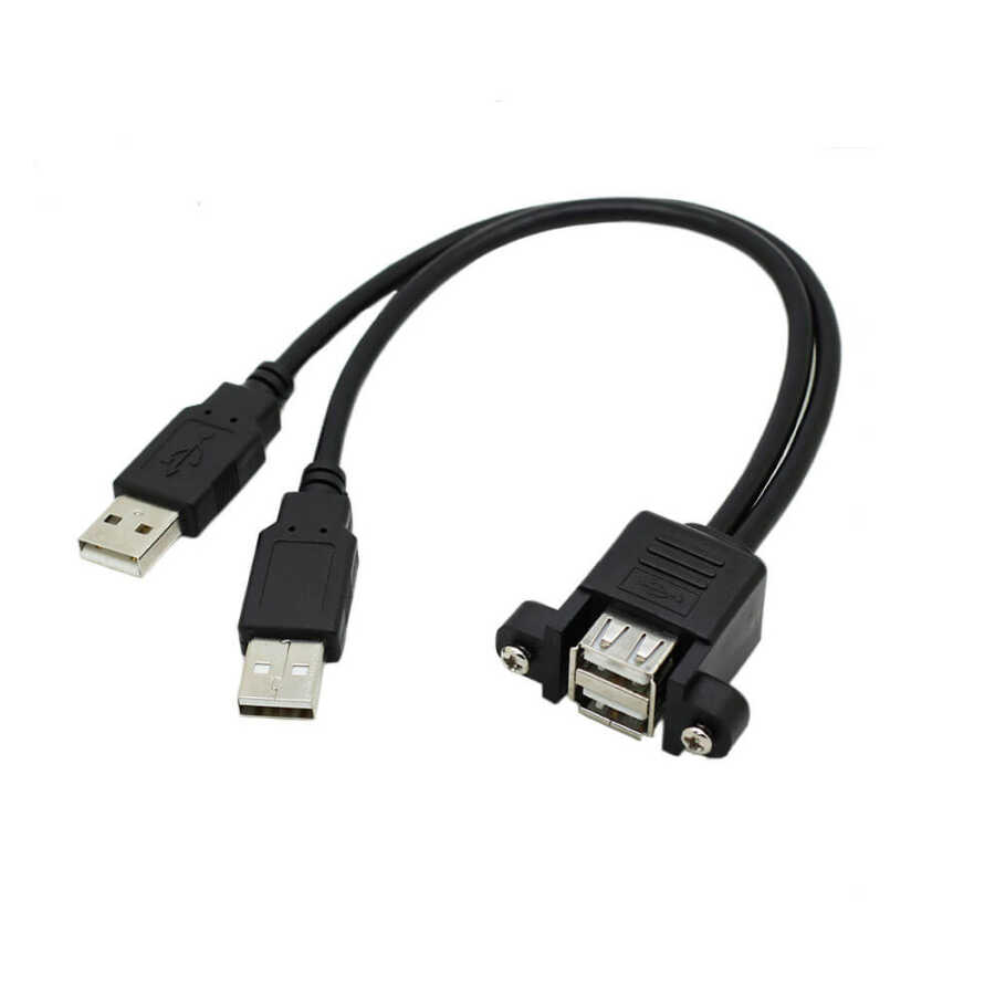 2x USB A Erkek to 2x USB A Dişi Panel Tipi Kablo - 30cm
