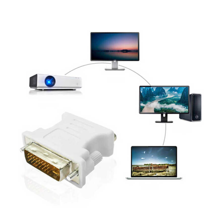 Dvi 24+5 Erkek to Vga Dişi Çevirici Dönüştürücü - Dvi Vga Adaptör