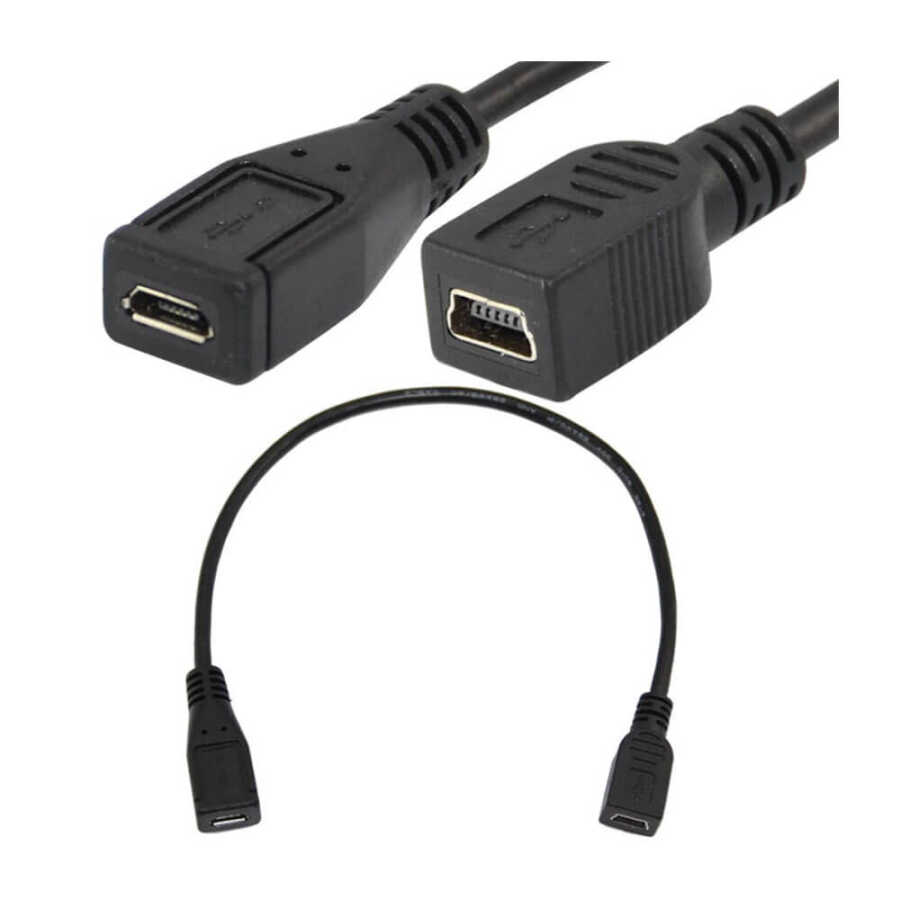 5 Pin Mini USB Dişi to Mikro USB Dişi Kablo - Micro Mini Usb 5 Pin Kablo- 30cm