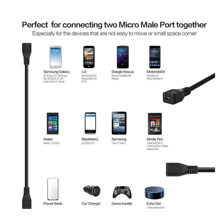 5 Pin Mini USB Dişi to Mikro USB Dişi Kablo - Micro Mini Usb 5 Pin Kablo- 30cm