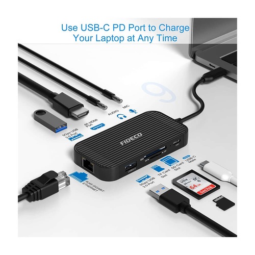 Type C Gigabit Ethernet 4K Hdmi Usb 3.0 Çoklayıcı Mic Kulaklık