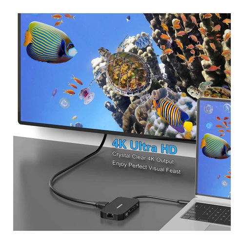 Type C Gigabit Ethernet 4K Hdmi Usb 3.0 Çoklayıcı Mic Kulaklık