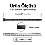 370 3.6Mm - Siyah - 37 Cm Kablo Bağı - 100 Adet