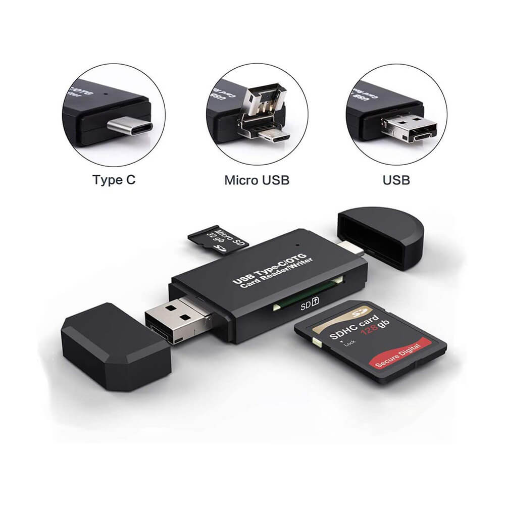 Type C / Micro Usb / Usb Çoklu Kart Okuyucu - Otg Çevirici