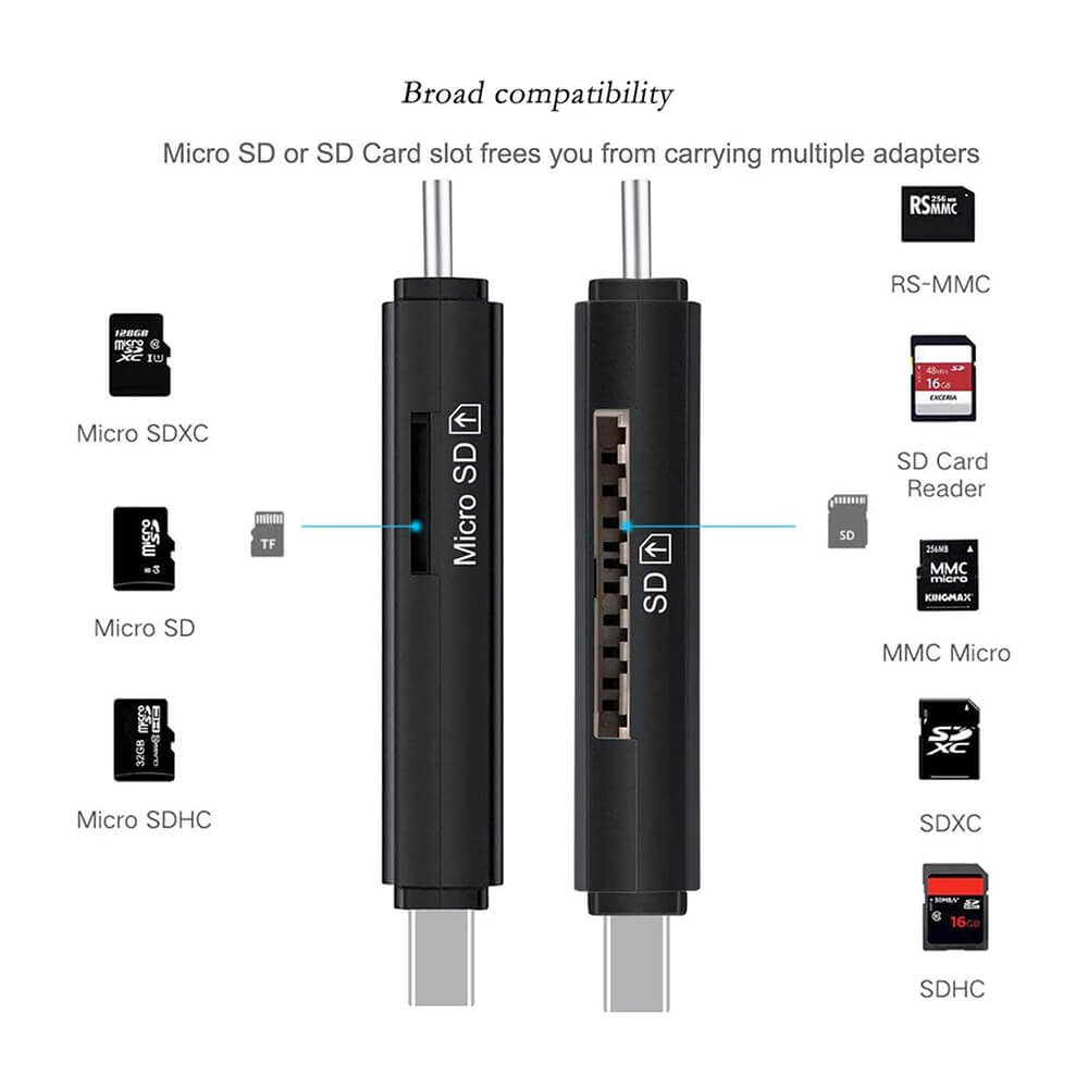Type C / Micro Usb / Usb Çoklu Kart Okuyucu - Otg Çevirici