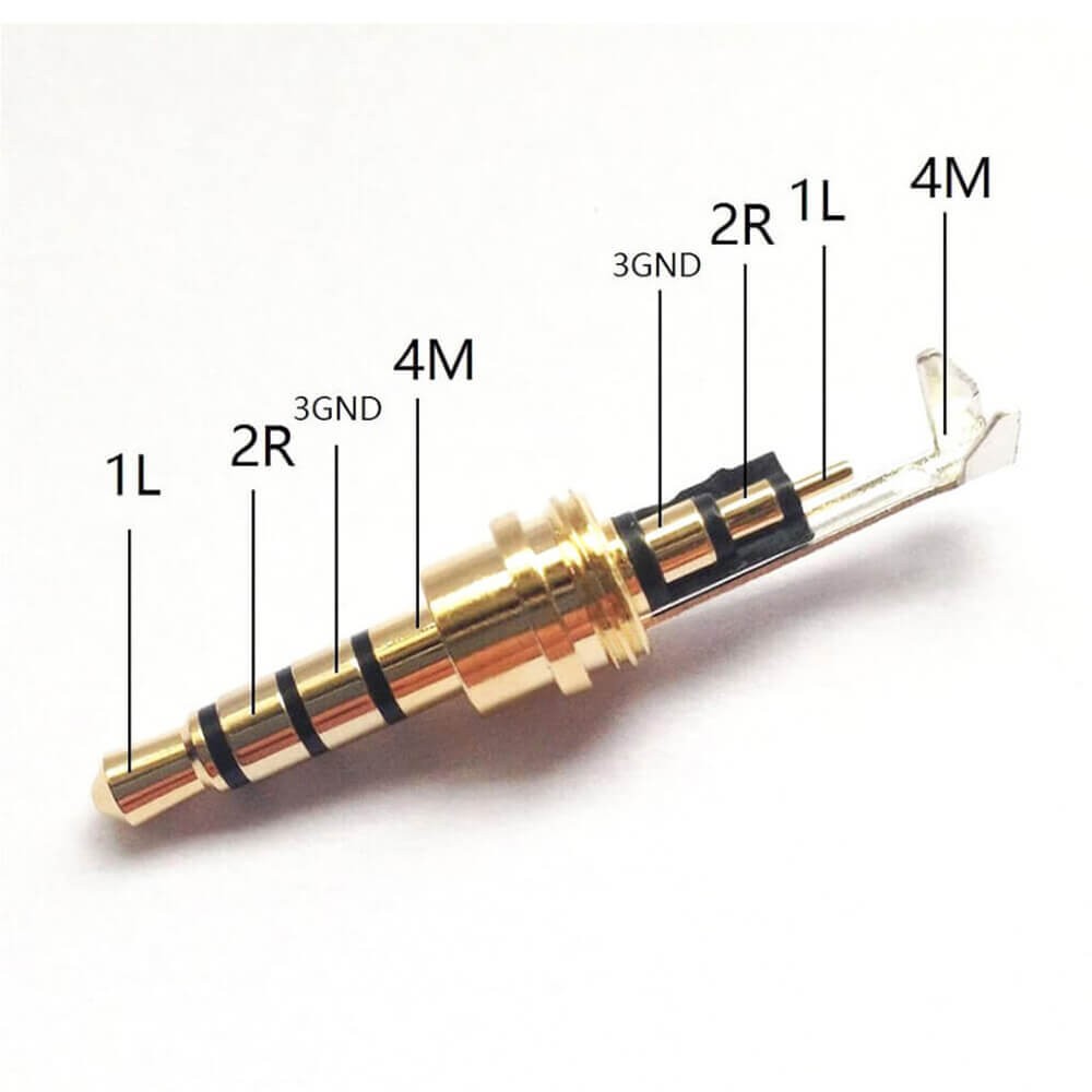 3.5Mm Stereo Jack Metal 3 Pin 4 Boğumlu Erkek Konnektör - TRRS Lehim Tipi Jak - Gri