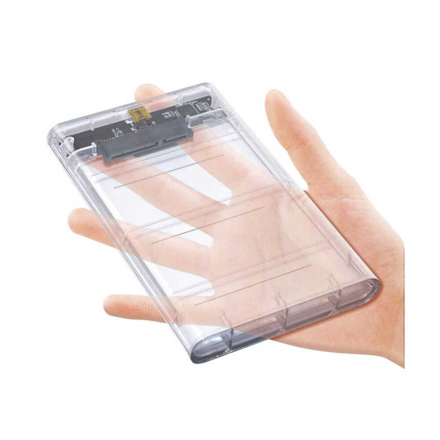 2.5 inç Sata USB Hdd Ssd Harddisk Kutusu - Şeffaf - Mini USB Girişli